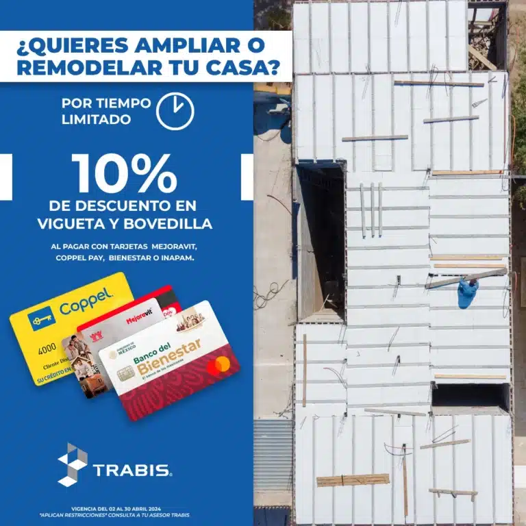 Promocion TRABIS Abril 10% de descuento viguetay bovedilla