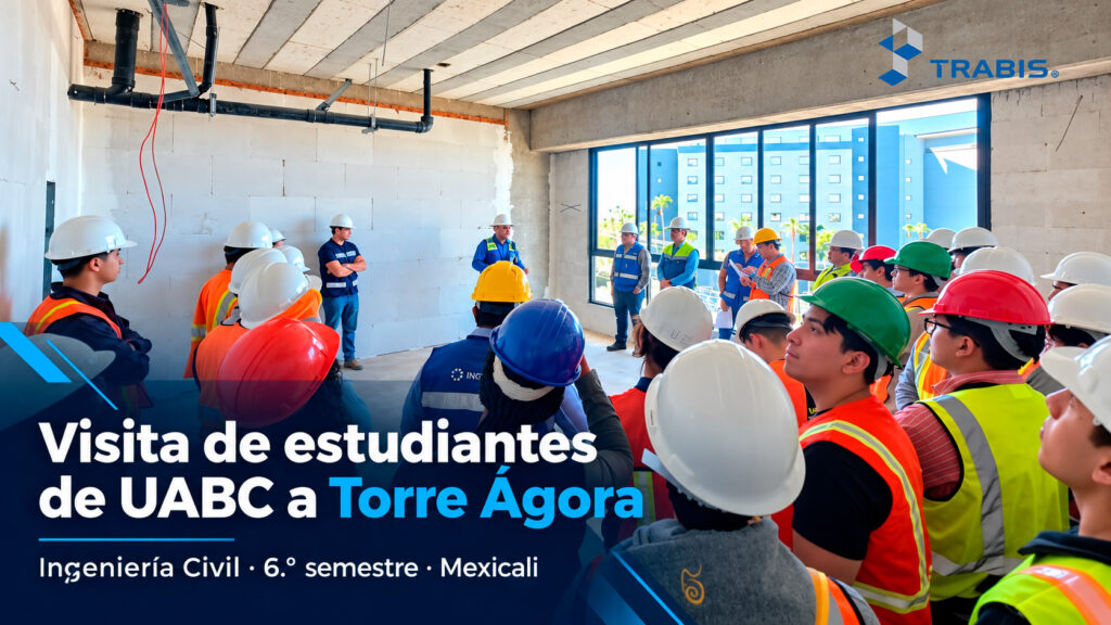 Estudiantes de Ingeniería Civil de UABC durante visita a Torre Ágora en Mexicali